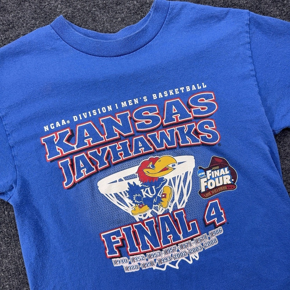 Kansas Jayhawks Vintage T-Shirt Small 2008 Men's NCAA Basketball Final 4 EUC